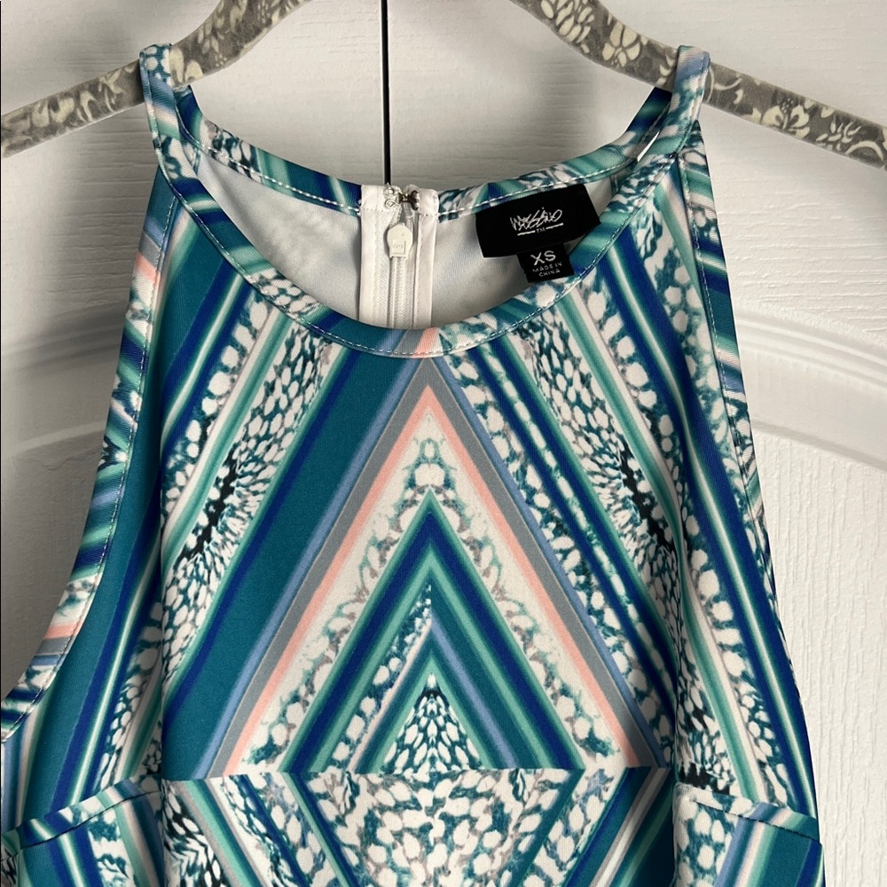 Massimo Blue and White Patterned Mini Dress - Picture 2 of 6